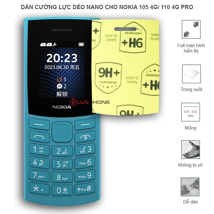 Dán cường lực dẻo trong hoặc nhám cho Nokia 105 4G/ 105 4G Pro/ 110 4G/ 110 4G Pro