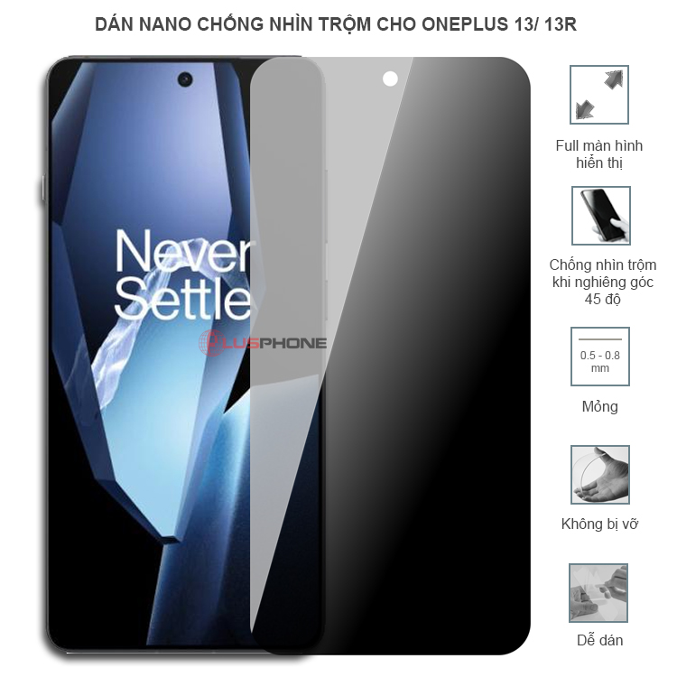 Dán cường lực dẻo chống nhìn trộm trong HD hoặc nhám AG cho OnePlus 13/ 13R