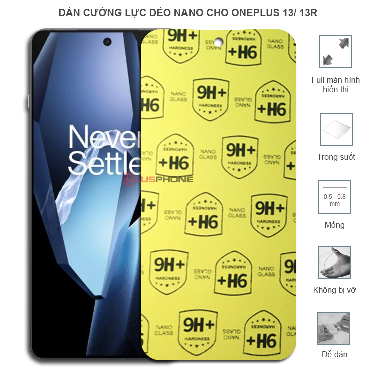 Dán cường lực dẻo trong hoặc nhám cho OnePlus 13/ 13R