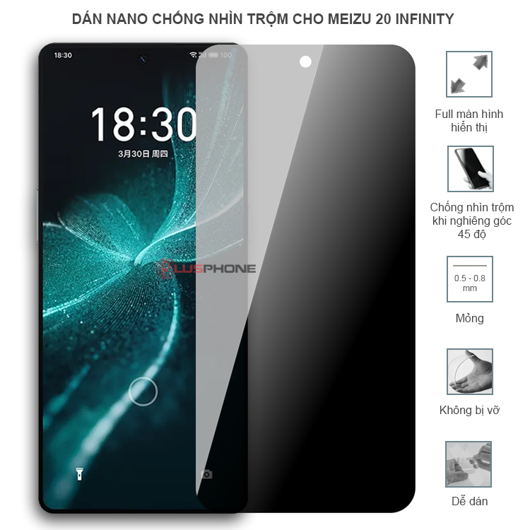 Dán cường lực dẻo chống nhìn trộm trong HD hoặc nhám AG cho Meizu 20 infinity