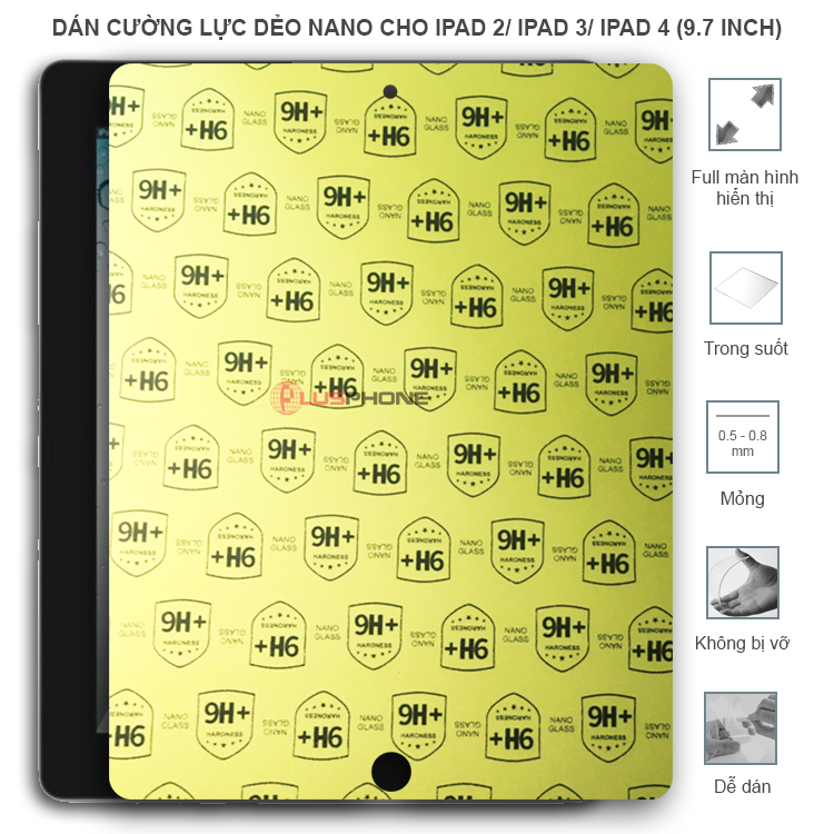 Dán cường lực dẻo trong hoặc nhám cho iPad 2/ iPad 3/ iPad 4 (9.7 inch)