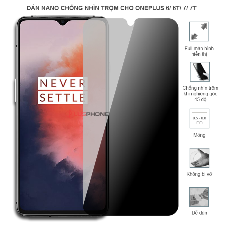Dán cường lực dẻo chống nhìn trộm trong HD hoặc nhám AG cho OnePlus 6/ 6T/ 7/ 7T