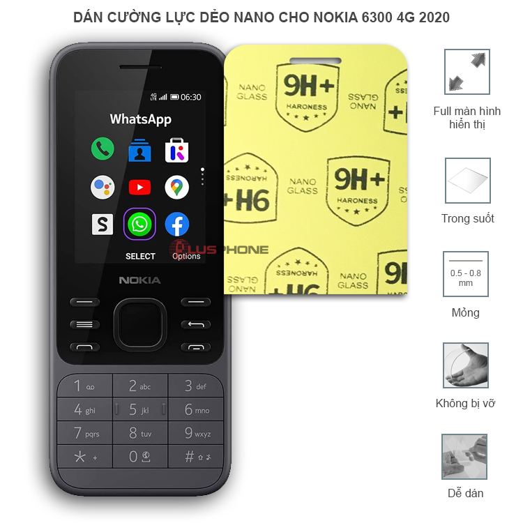 Dán cường lực dẻo trong hoặc nhám cho Nokia 6300 4G 2020