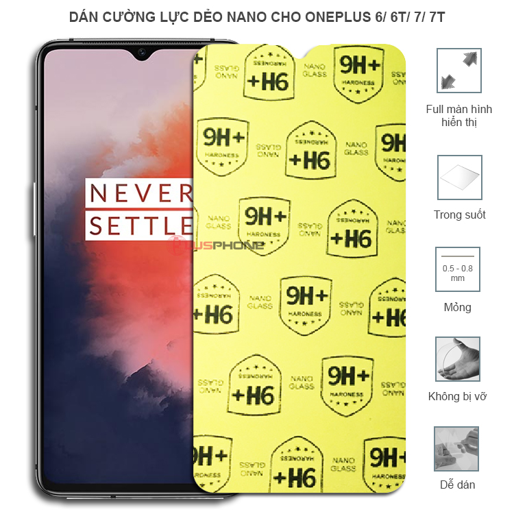 Dán cường lực dẻo trong hoặc nhám cho OnePlus 6/ 6T/ 7/ 7T