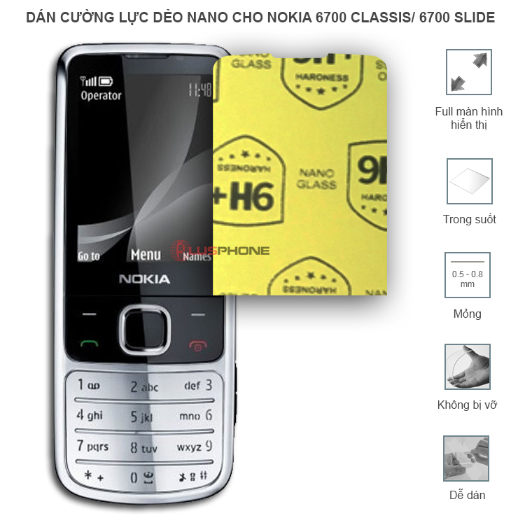 Dán cường lực dẻo trong hoặc nhám cho Nokia 6700 Classis/ 6700 Slide