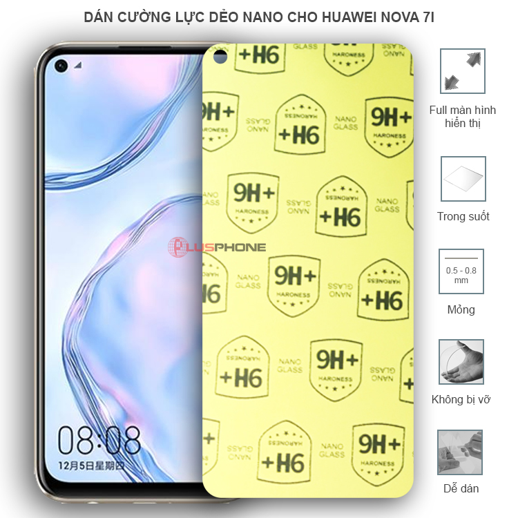 Dán cường lực dẻo trong hoặc nhám cho Huawei Nova 7i