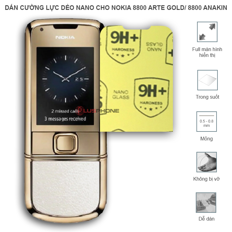 Dán cường lực dẻo trong hoặc nhám cho Nokia 8800 Arte Gold/ 8800 Anakin
