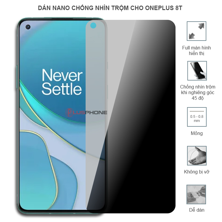 Dán cường lực dẻo chống nhìn trộm trong HD hoặc nhám AG cho OnePlus 8T