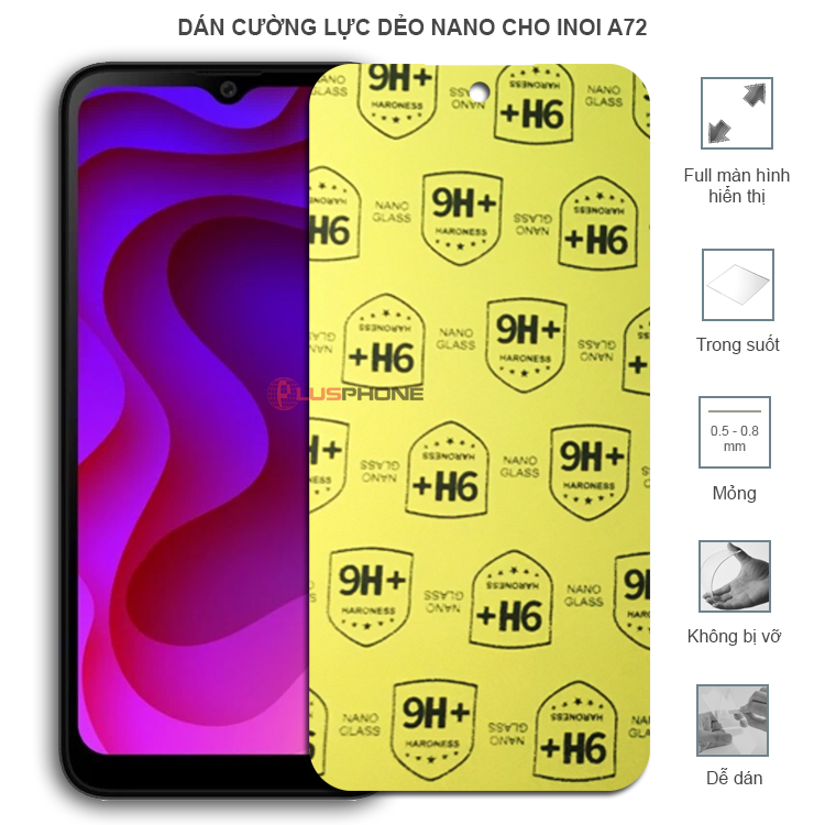 Dán cường lực dẻo trong hoặc nhám cho INOI A72