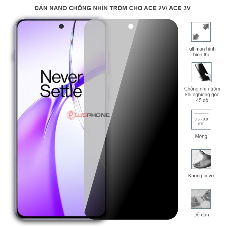 Dán cường lực dẻo chống nhìn trộm trong HD hoặc nhám AG cho OnePlus Ace 2V/ Ace 3V 5G