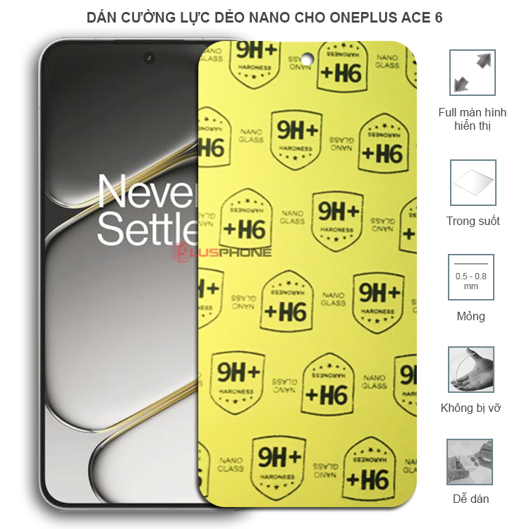 Dán cường lực dẻo trong hoặc nhám cho OnePlus Ace 6