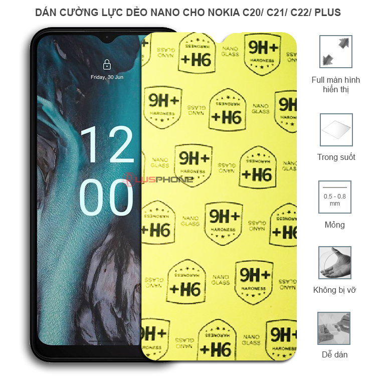 Dán cường lực dẻo trong hoặc nhám cho Nokia C20/ C20 Plus/ C21/ C21 Plus/ C22