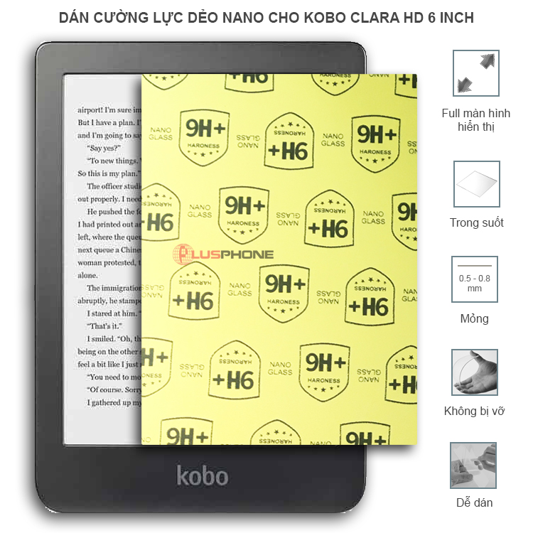 Dán cường lực dẻo trong hoặc nhám cho Kobo Clara HD 6 inch