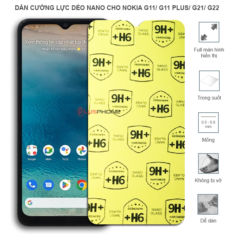 Dán cường lực dẻo trong hoặc nhám cho Nokia G11/ G11 Plus/ G21/ G22