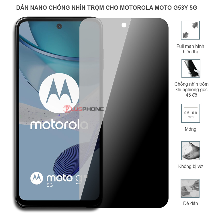 Dán cường lực dẻo chống nhìn trộm trong HD hoặc nhám AG cho Motorola G53y 5G