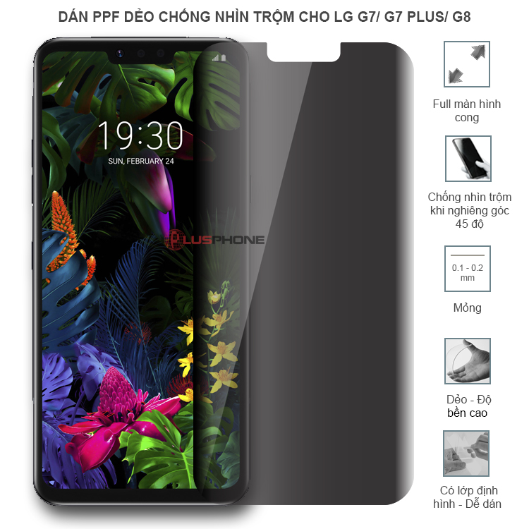 Dán PPF dẻo chống nhìn trộm trong HD hoặc nhám AG cho LG G7/ G7 Plus/ G8 ThinQ