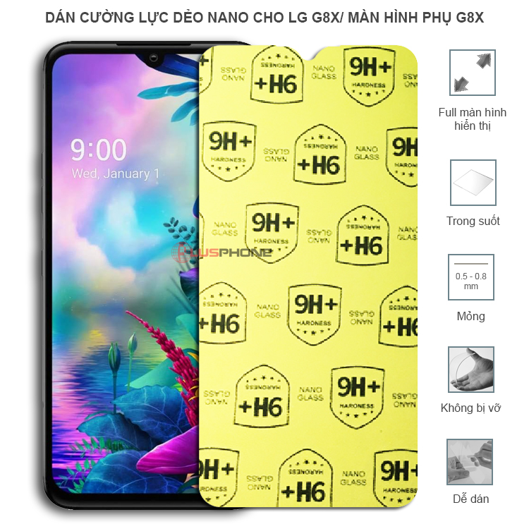 Dán cường lực dẻo trong hoặc nhám mặt trước máy/ màn hình phụ cho LG G8x