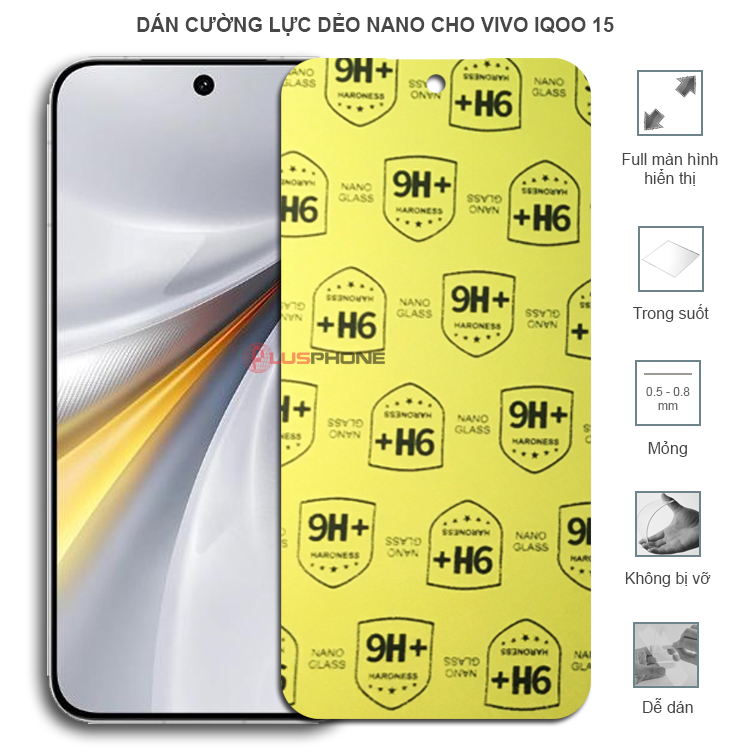 Dán cường lực dẻo trong hoặc nhám cho Vivo IQOO 15