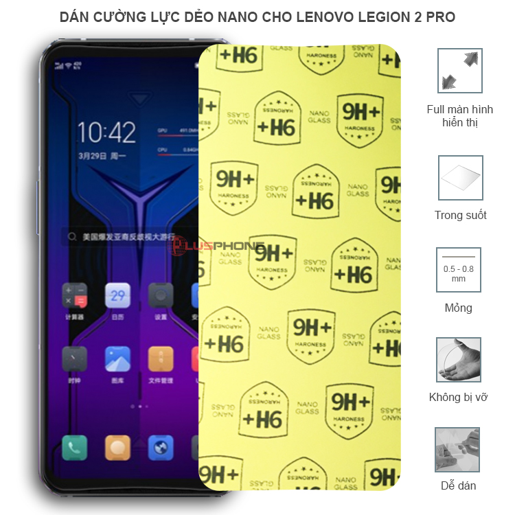 Dán cường lực dẻo trong hoặc nhám cho Lenovo Legion 2 Pro