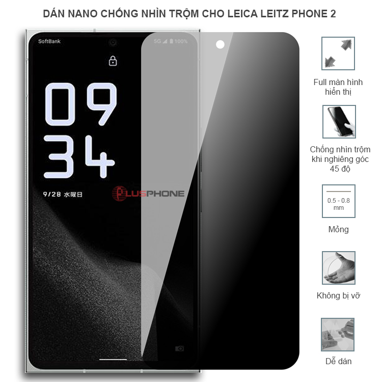 Dán cường lực dẻo chống nhìn trộm trong HD hoặc nhám AG cho Leica Leitz Phone 2