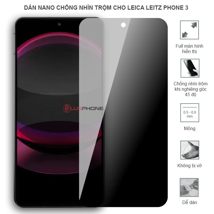 Dán cường lực dẻo chống nhìn trộm trong HD hoặc nhám AG cho Leica Leitz Phone 3