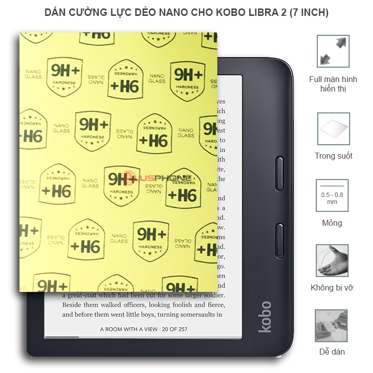 Dán cường lực dẻo trong hoặc nhám cho Kobo Libra 2 (7 inch)