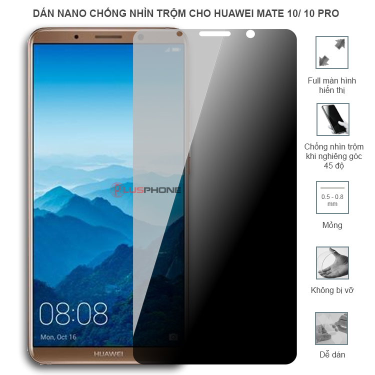 Dán cường lực dẻo chống nhìn trộm trong HD hoặc nhám AG cho Huawei Mate 10/ Mate 10 Pro