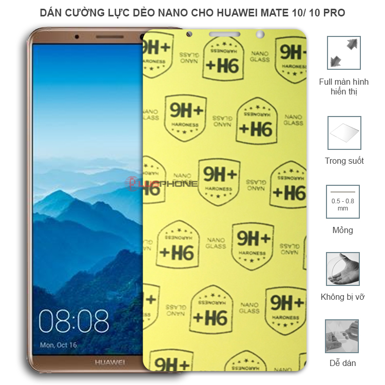 Dán cường lực dẻo trong hoặc nhám cho Huawei Mate 10/ Mate 10 Pro