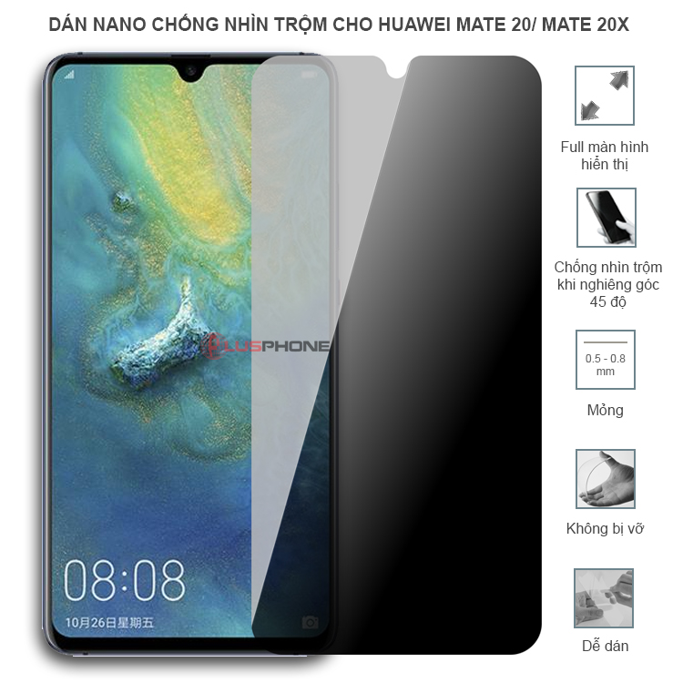 Dán cường lực dẻo chống nhìn trộm trong HD hoặc nhám AG cho Huawei Mate 20/ Mate 20x