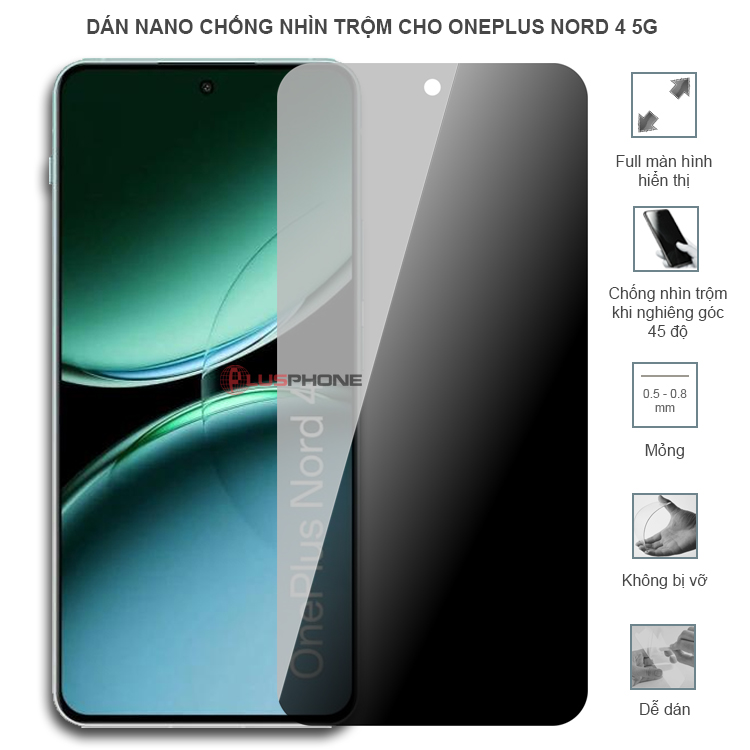 Dán cường lực dẻo chống nhìn trộm độ trong suốt cao cho OnePlus Nord 4 5G
