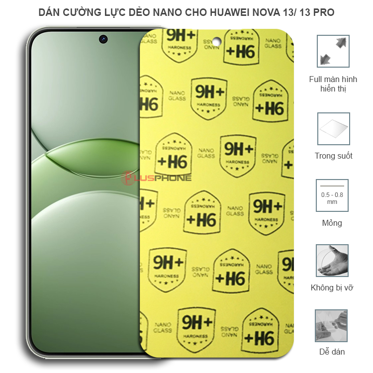 Dán cường lực dẻo trong hoặc nhám cho Huawei Nova 13/ Nova 13 Pro