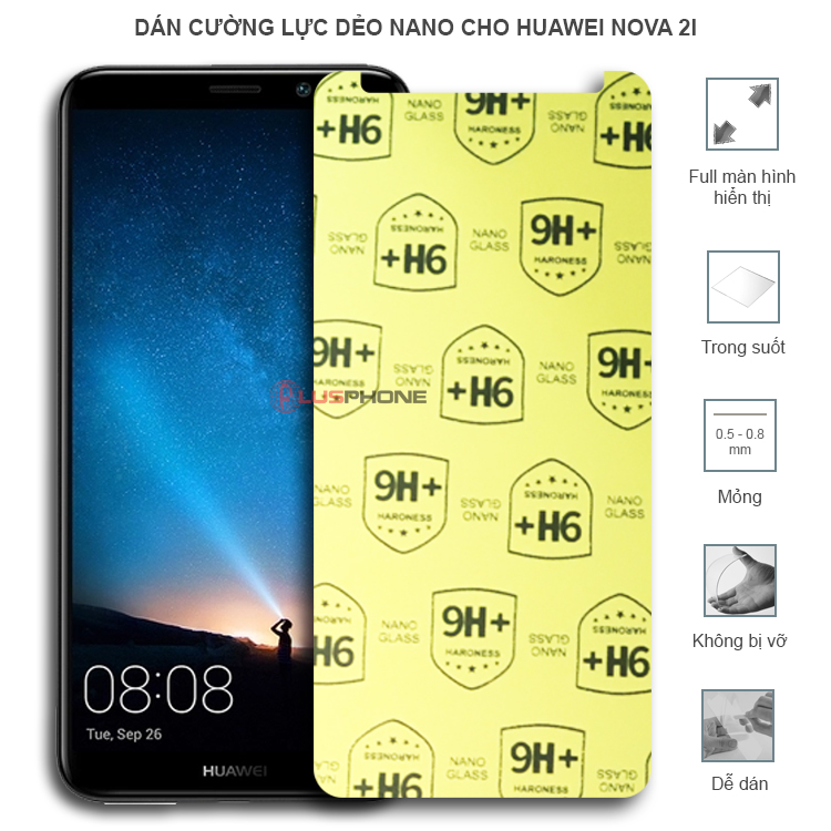 Dán cường lực dẻo trong hoặc nhám cho Huawei Nova 2i