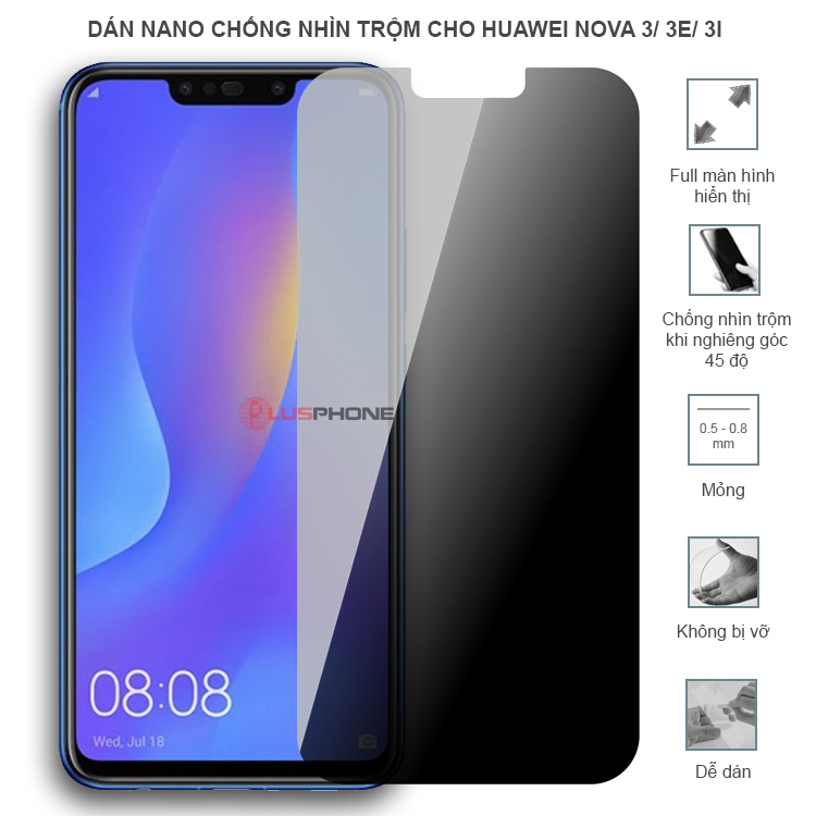 Dán cường lực dẻo chống nhìn trộm trong HD hoặc nhám AG cho Huawei Nova 3/ Nova 3e/ Nova 3i