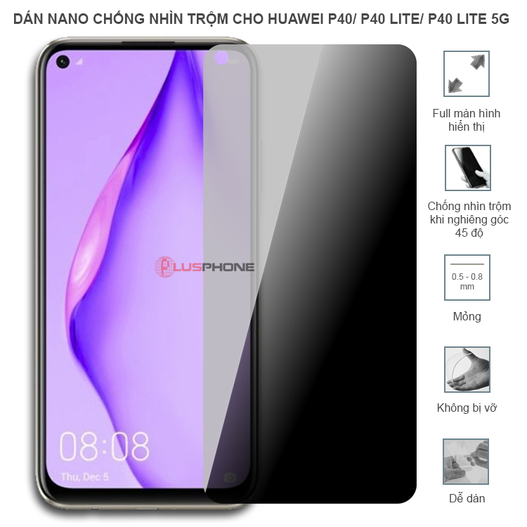 Dán cường lực dẻo chống nhìn trộm trong HD hoặc nhám AG cho Huawei P40/ P40 Lite/ P40 Lite 5G