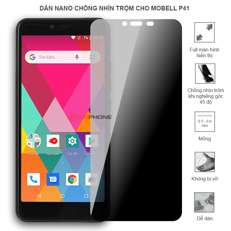 Dán cường lực dẻo chống nhìn trộm trong HD hoặc nhám AG cho Mobell P41