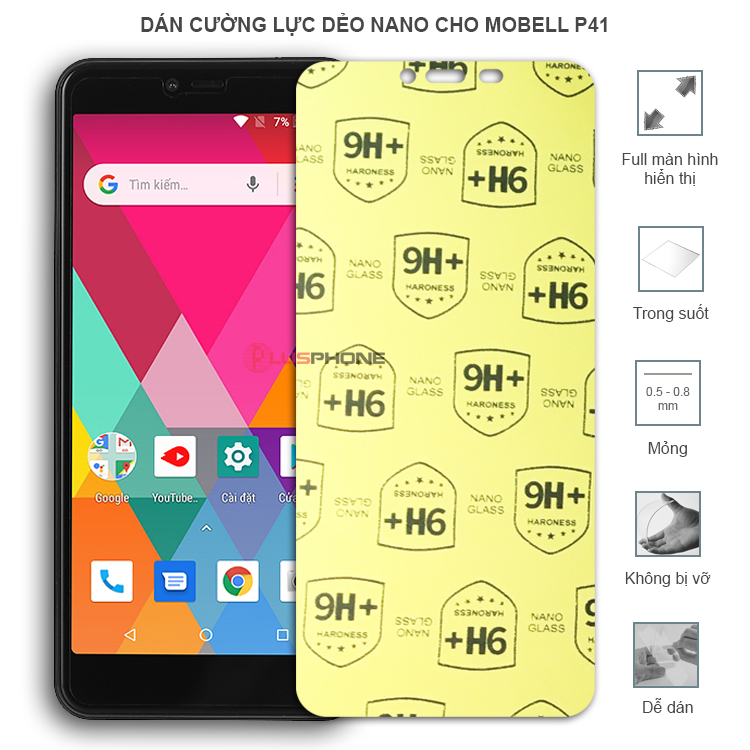 Dán cường lực dẻo trong hoặc nhám cho Mobell P41