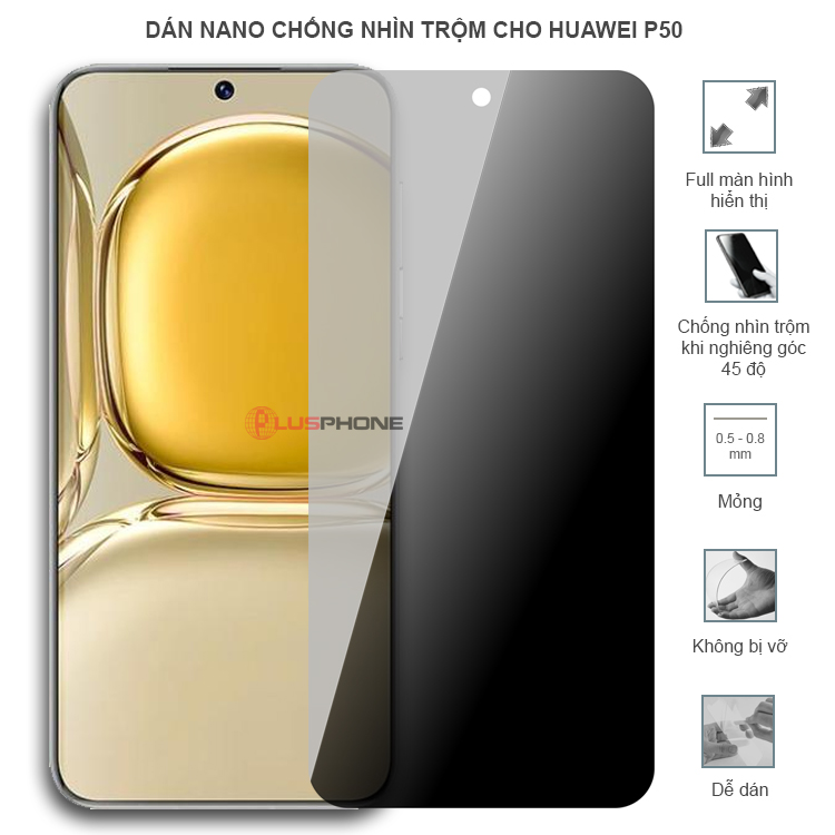 Dán cường lực dẻo chống nhìn trộm trong HD hoặc nhám AG cho Huawei P50