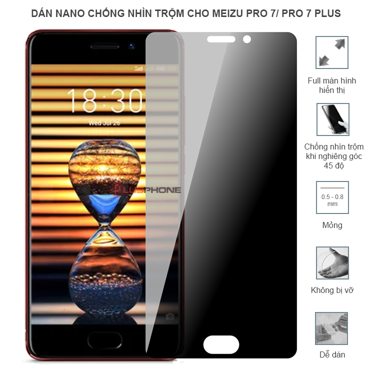 Dán cường lực dẻo chống nhìn trộm trong HD hoặc nhám AG cho Meizu Pro 7/ Pro 7 Plus