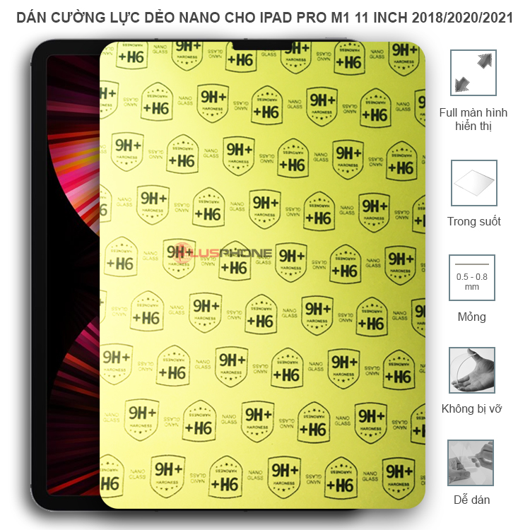 Dán cường lực dẻo trong hoặc nhám cho iPad Pro M1 2018/2020/ 2021 (11 inch)