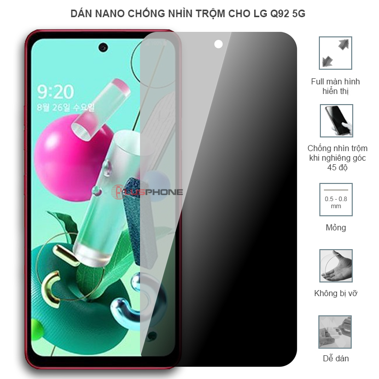 Dán cường lực dẻo chống nhìn trộm trong HD hoặc nhám AG cho LG Q92 5G