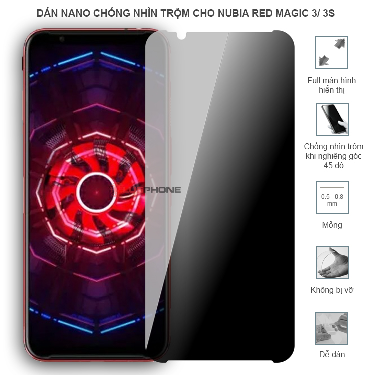 Dán cường lực dẻo chống nhìn trộm trong HD hoặc nhám AG cho ZTE Nubia Red Magic 3/ 3s