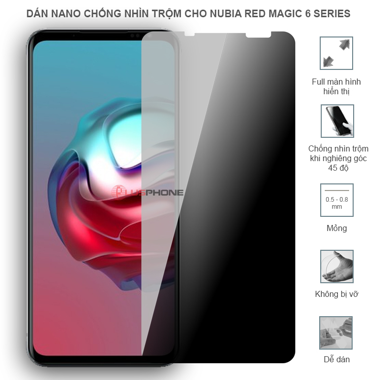 Dán cường lực dẻo chống nhìn trộm trong HD hoặc nhám AG cho ZTE Nubia Red Magic 6/ 6 Pro/ 6s/ 6s Pro