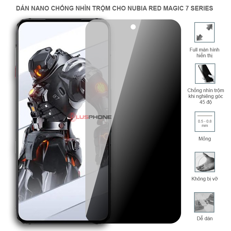 Dán cường lực dẻo chống nhìn trộm trong HD hoặc nhám AG cho ZTE Nubia Red Magic 7/ 7 Pro/ 7s/ 7s Pro