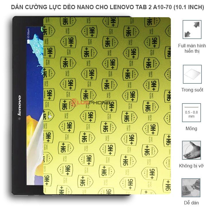 Dán cường lực dẻo trong hoặc nhám cho Lenovo Tab 2 A10-70 (10.1 inch)