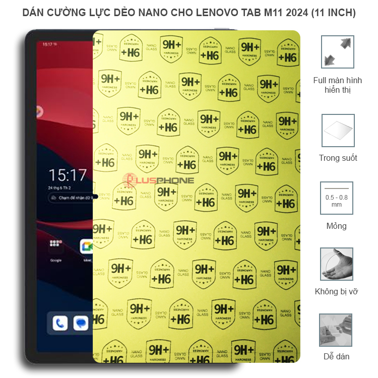 Dán cường lực dẻo trong hoặc nhám cho Lenovo Tab M11 2024 (11 inch)