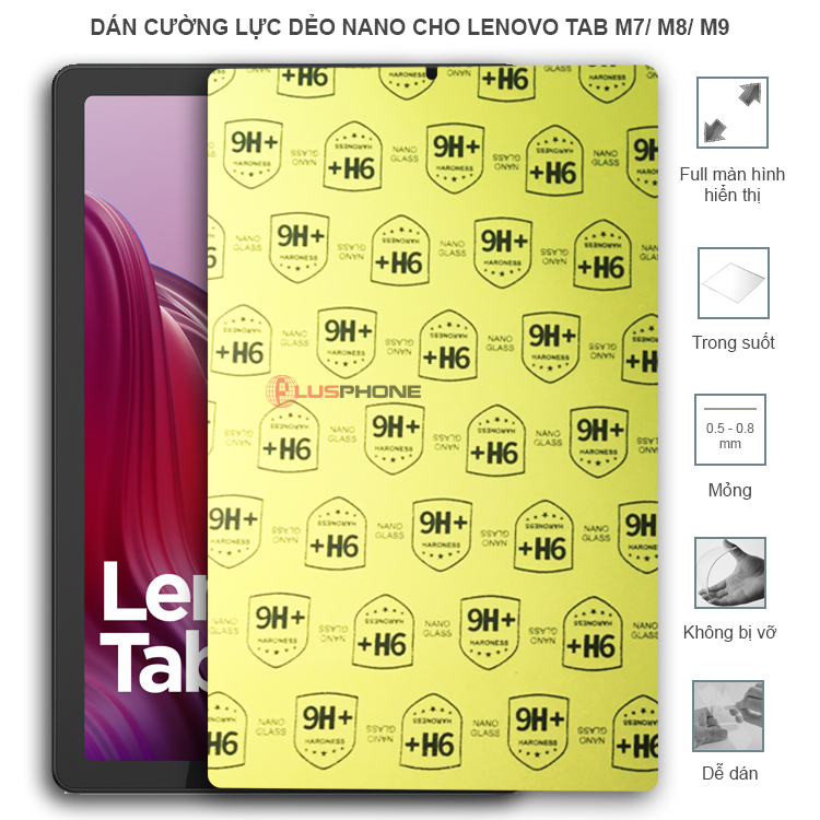 Dán cường lực dẻo trong hoặc nhám cho Lenovo Tab M7/ M8/ M9
