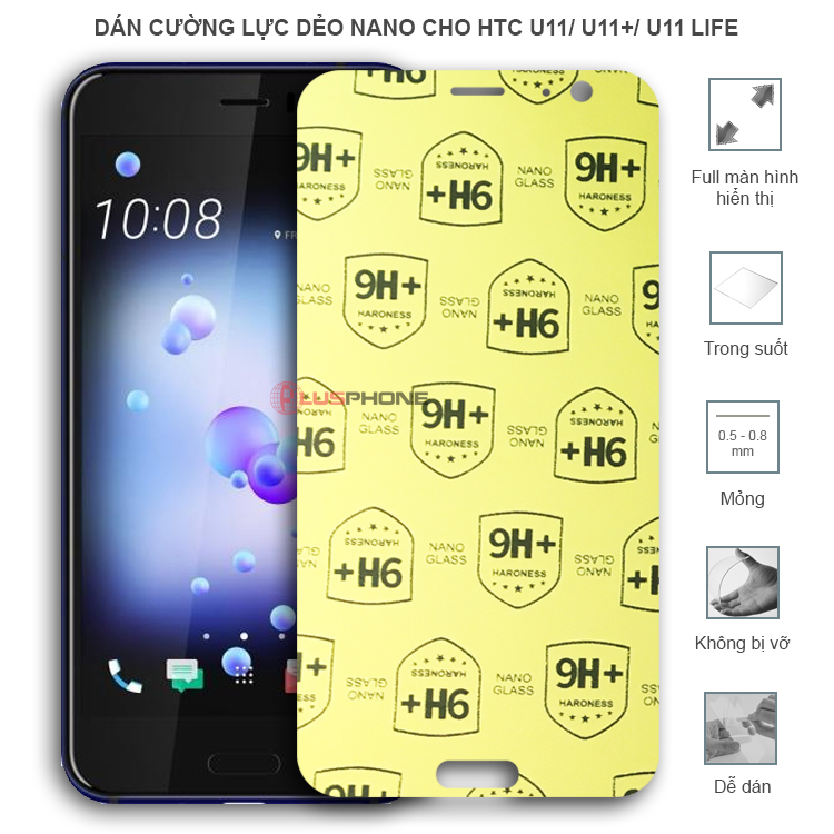 Dán cường lực dẻo trong hoặc nhám cho HTC U11/ U11+/ U11 Life