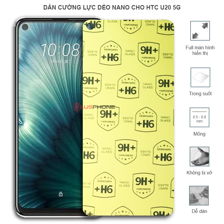 Dán cường lực dẻo trong hoặc nhám cho HTC U20 5G