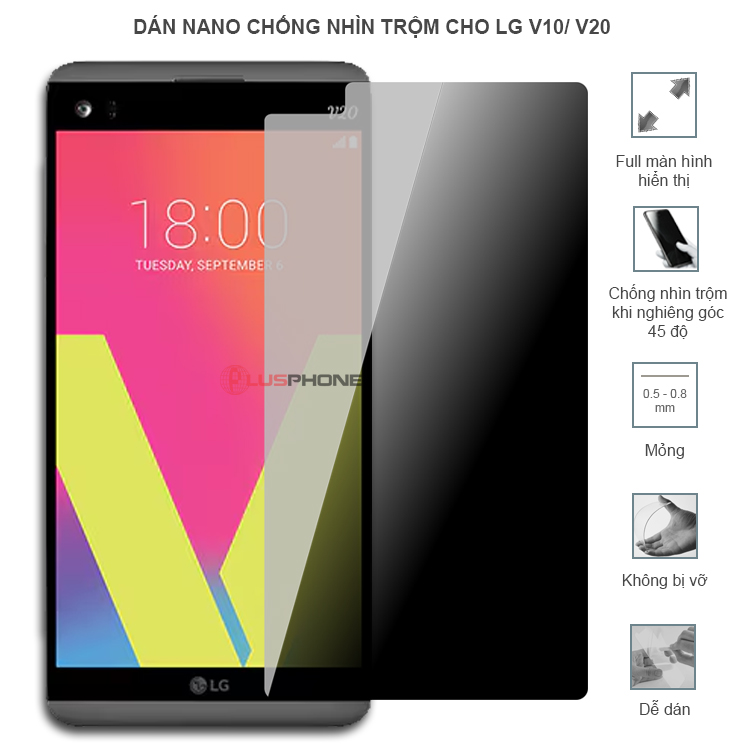 Dán cường lực dẻo chống nhìn trộm trong HD hoặc nhám AG cho LG V10/ V20