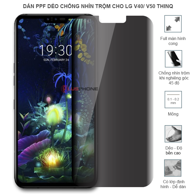 Dán PPF dẻo chống nhìn trộm trong HD hoặc nhám AG cho LG V40/ V50 ThinQ